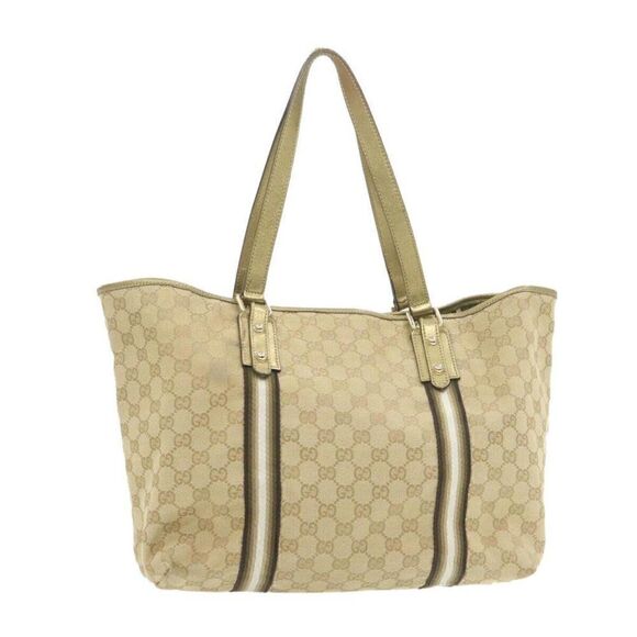 GUCCI Sherry Line GG Canvas Tote Bag Canvas Beige Gold Brown - Picture 1 of 15